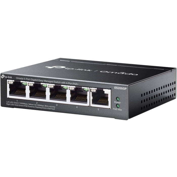 TP-Link Omada ES205GP Switch Gestionado Gigabit con 4 Puertos PoE+ TP-Link Omada ES205GP Switch Gestionado Gigabit con 4 Puertos PoE+